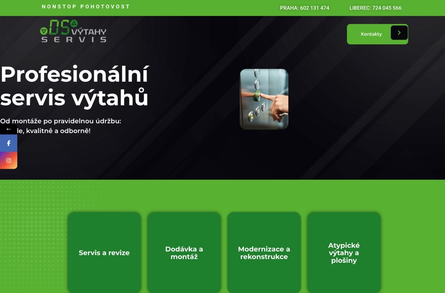 Náhled webu Výtahy servis DS